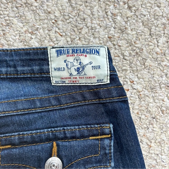 True Religion Skinny Jeans With Flaps Womens 28 Low Rise Blue Denim Dark Wash - Picture 5 of 13